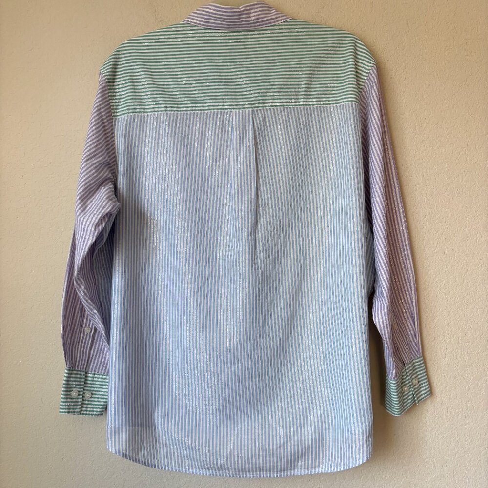 GAP Metallic Mixed Stripe Oversized Button Up Big… - image 10